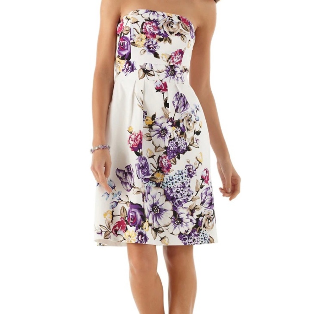 White House/Black Market Spring Floral Strapless Dress